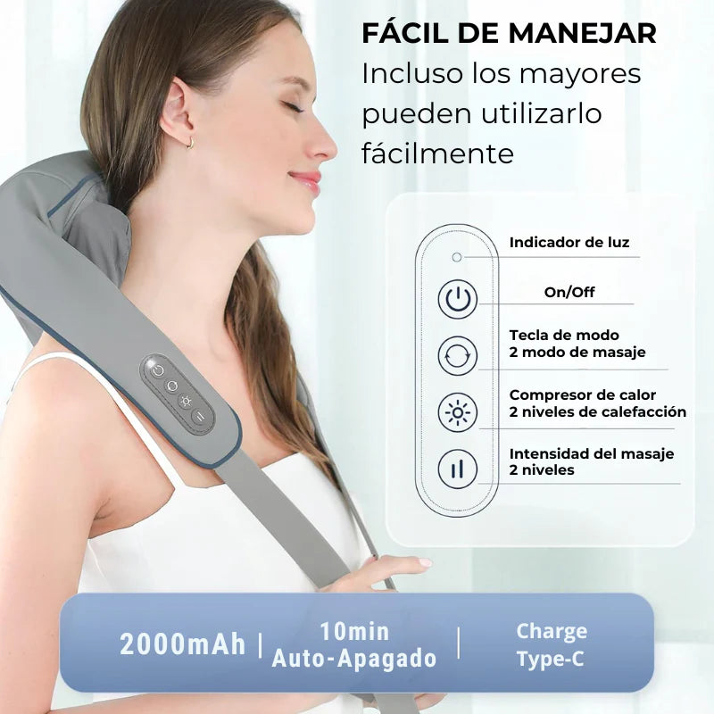 Masajeador 4D Premium con Calor – Relaja Cuello, Espalda y Hombros 🔥