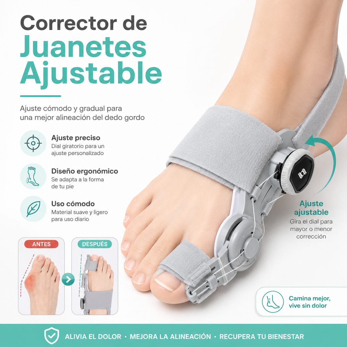 Corrector de Juanetes Ajustable – Comodidad y Alineación para tus Pies