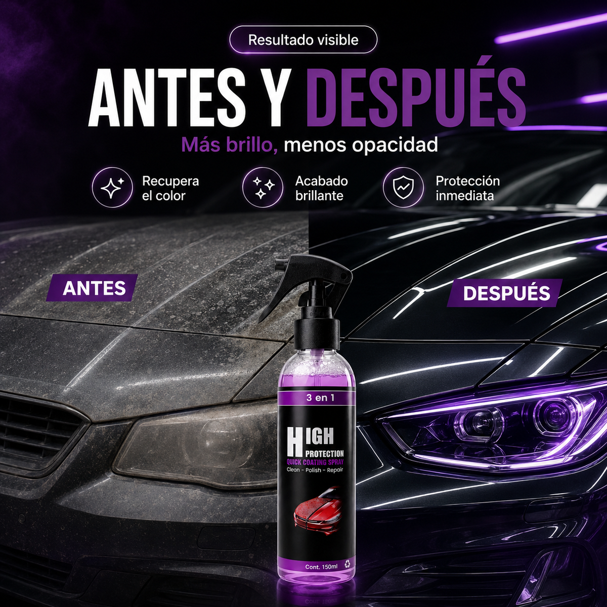 Spray Cerámico 3 en 1™ | Brillo de Exhibición en Minutos